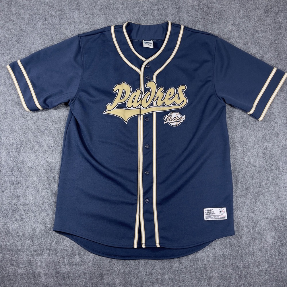 Vtg San Diego Padres Dynasty Baseball Jersey Mens XL Navy Blue Embroidered Logo